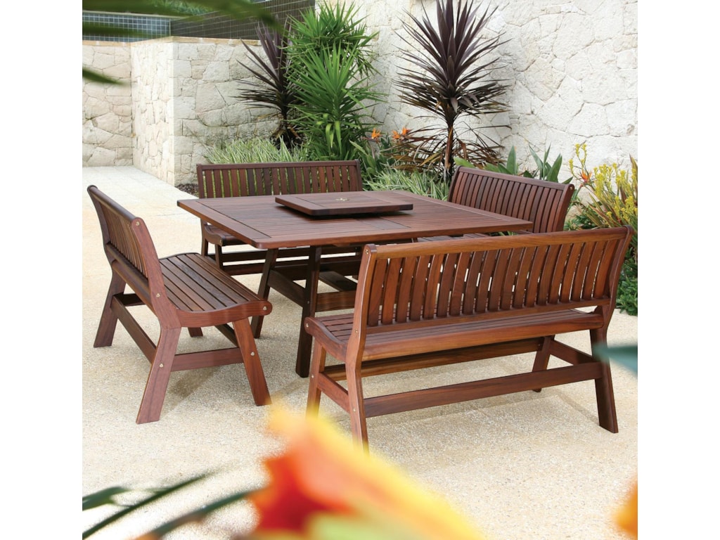 Jensen Leisure Beechworth 5 Piece Outdoor Table And Bench Set Jensen Leisure Beechworth5 Piece Outdoor Dining Set