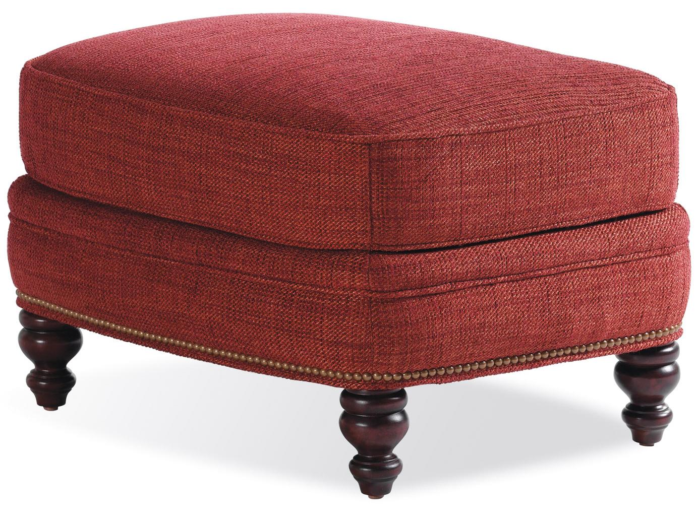 Upholstered Ottoman with Turned Post Feet