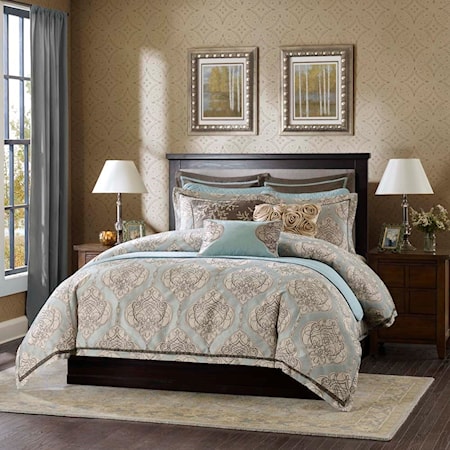 Hampton Hill Bedding MP10-4533 Bedroom Bellagio 7 Piece Jacquard Comforter  Set