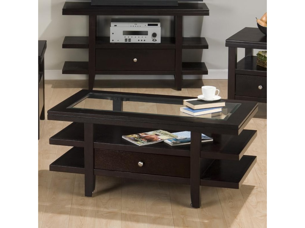 Jofran Marlon WengeCocktail Table w/ 3 Tier Shelves