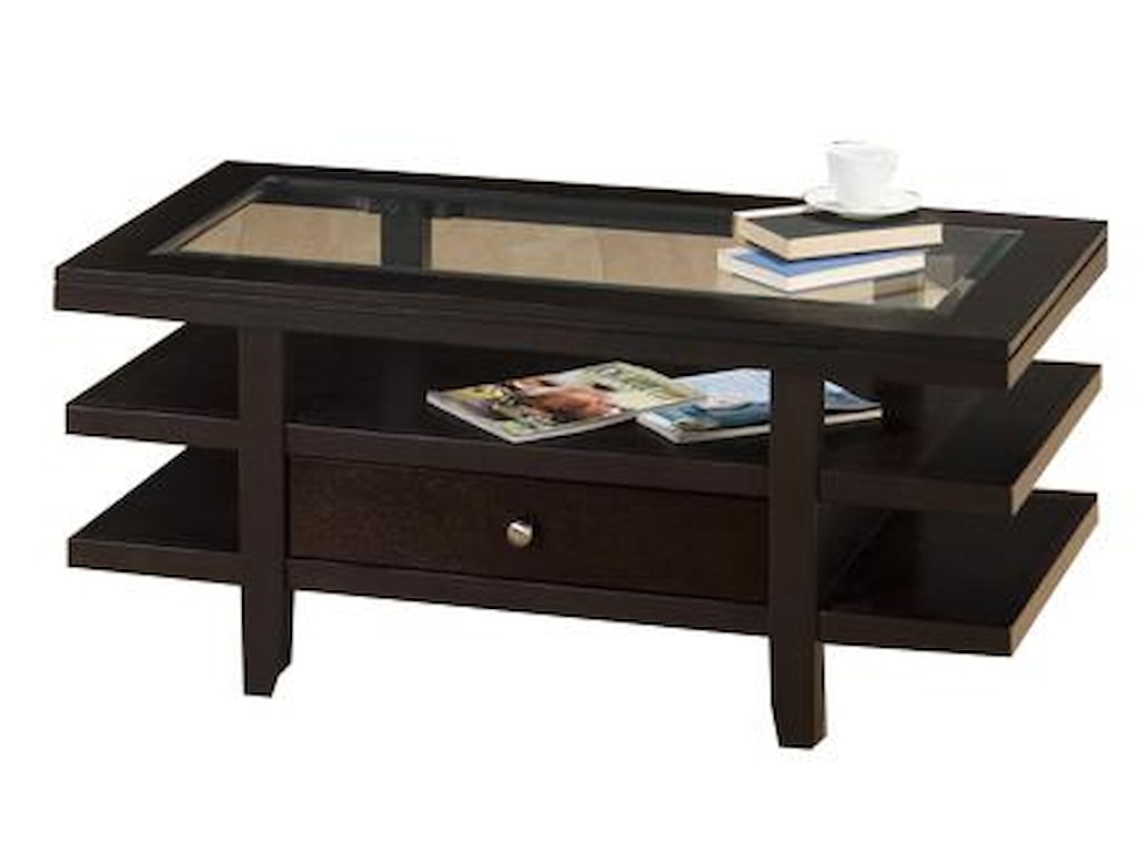 Jofran Marlon WengeCocktail Table w/ 3 Tier Shelves