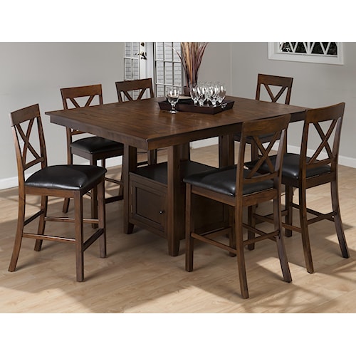 jofran olsen oak 7 piece casual counter height pedestal table x