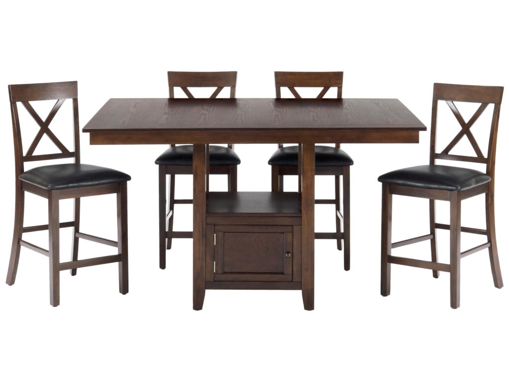 Olsen Oak Casual Counter Height Rectangle Table With Storage Pedestal Base By Jofran At Superstore