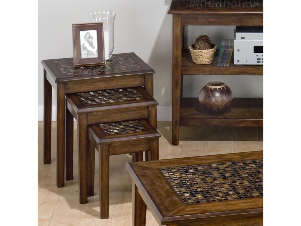 Jofran Baroque Brown3-Piece Nesting Chairside Tables