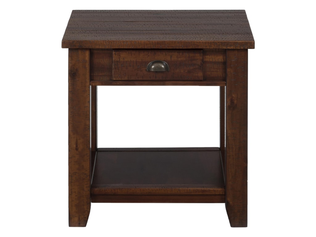 Jofran Urban Lodge BrownEnd Table w/ Drawer and Shelf