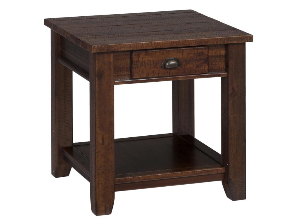 Jofran Urban Lodge BrownEnd Table w/ Drawer and Shelf