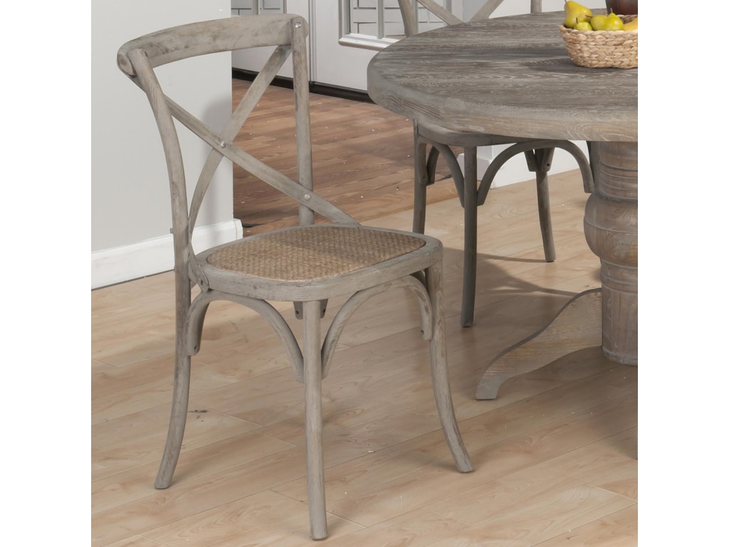 Jofran Burnt GreyX Back Side Chair with Full Weave Seat