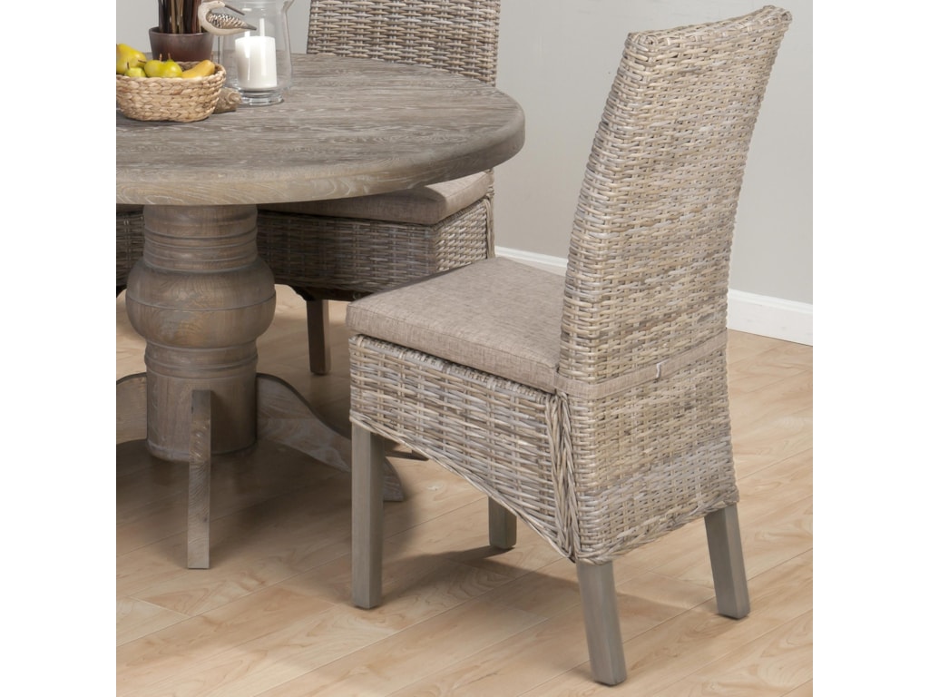 Jofran Burnt GreyKubu Rattan Chair with Oatmeal Linen Seat