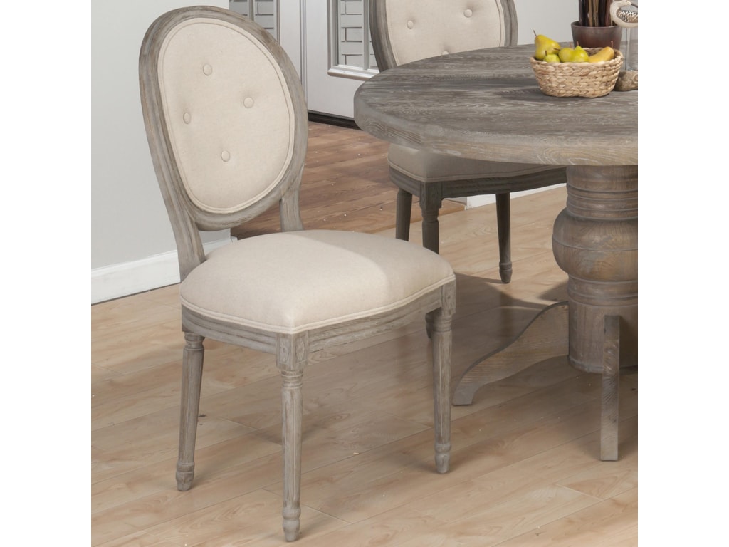 Jofran Burnt GreyOval Tufted Back Side Chair
