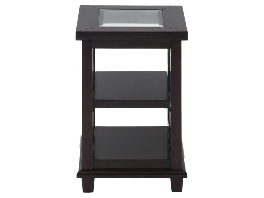 Jofran Panama BrownChairside Table w/ Glass Top