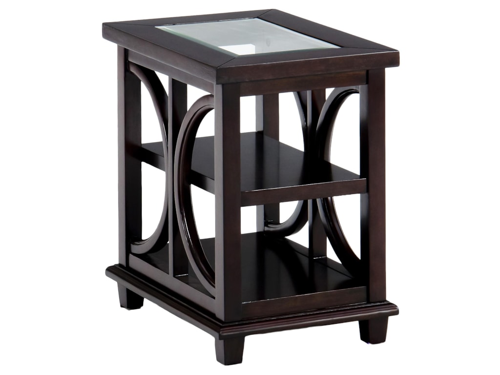 Jofran Panama BrownChairside Table w/ Glass Top