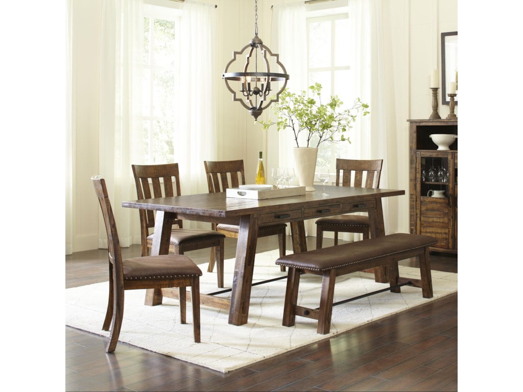Cannon Valley Trestle Dining Table And Chair Bench Set By Jofran At Gill Brothers Furniture