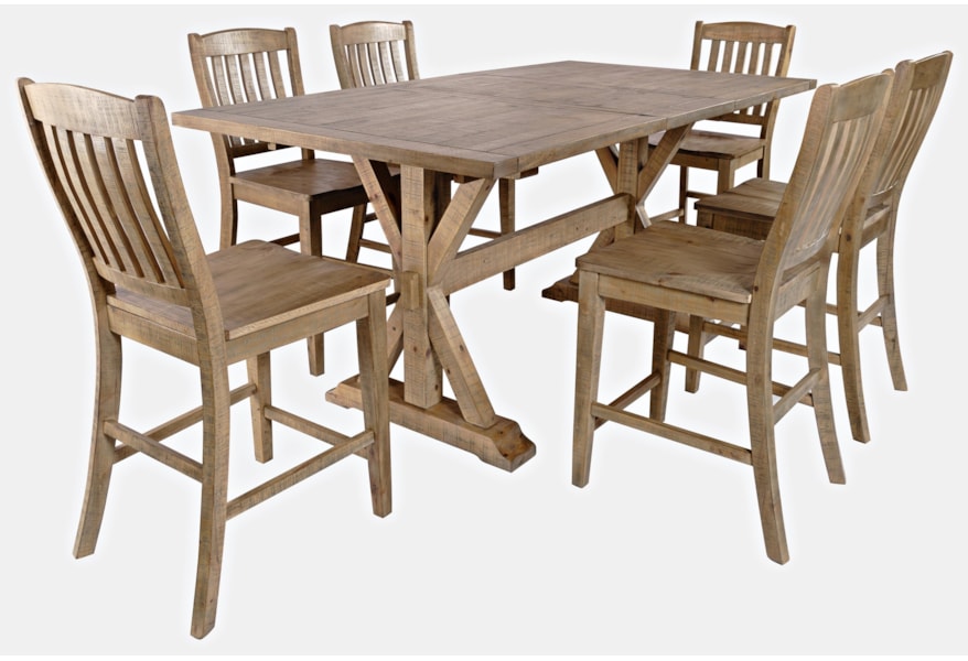 Jofran Carlyle Crossing 7 Piece Counter Table And Chair Set H L