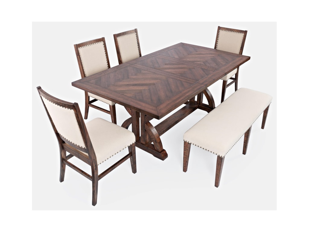 Jofran Fairview 6 Piece Dining Table And Chair Set With Bench