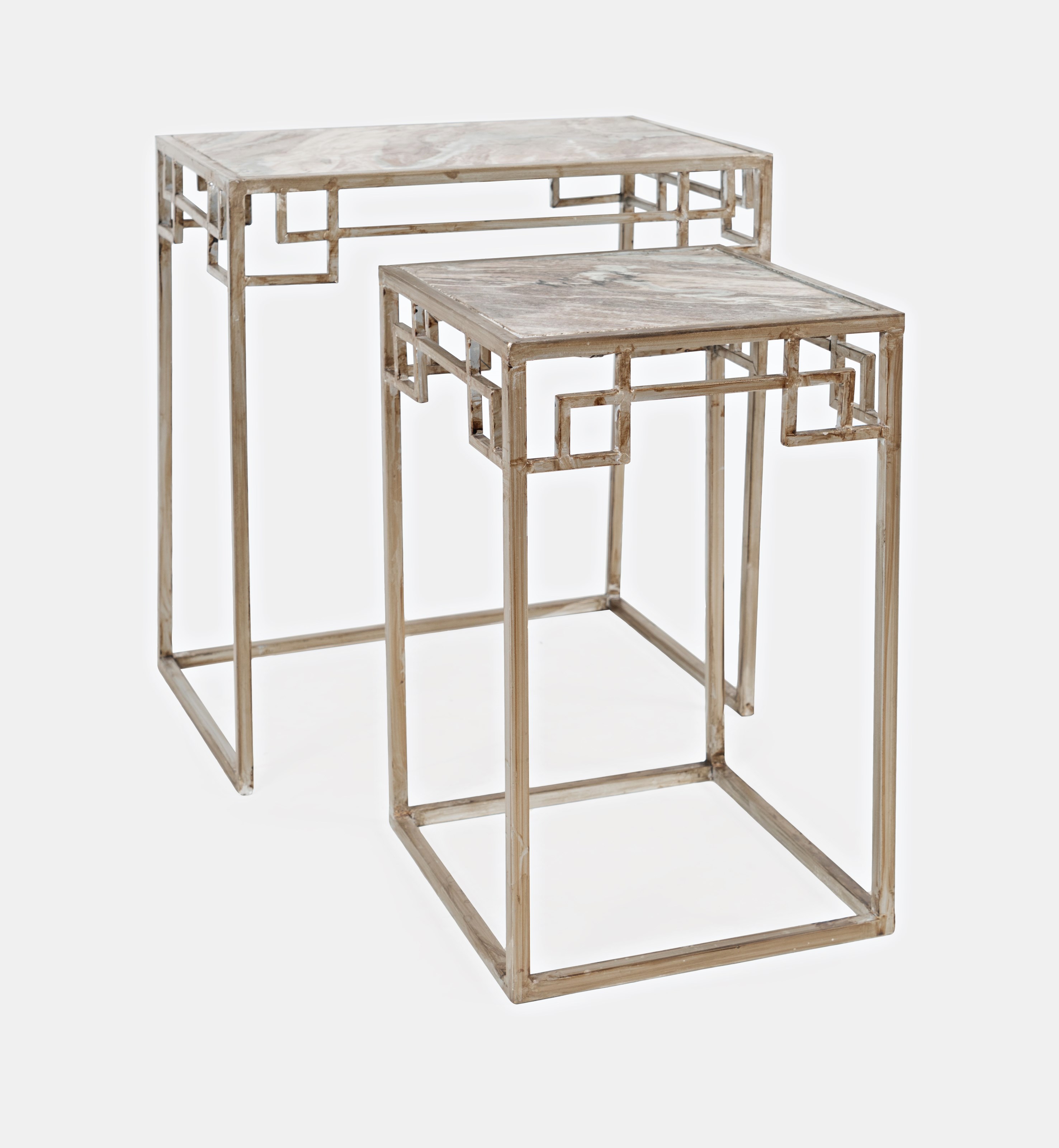 Jofran Global Archive Marble Nesting Set Of 2 Small Table Reeds Furniture End Tables