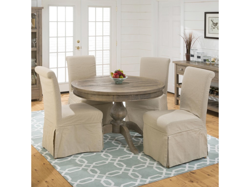 Jofran Slater Mill Pine Slipcover Chairs And Round Table Set Jofran Slater Mill Pinechair And Table Set