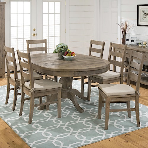 Jofran Slater Mill Pine Oval Table And Ladderback Chair Set Sparks Jofran Slater Mill Pine Oval Table And Ladderback Chair Set