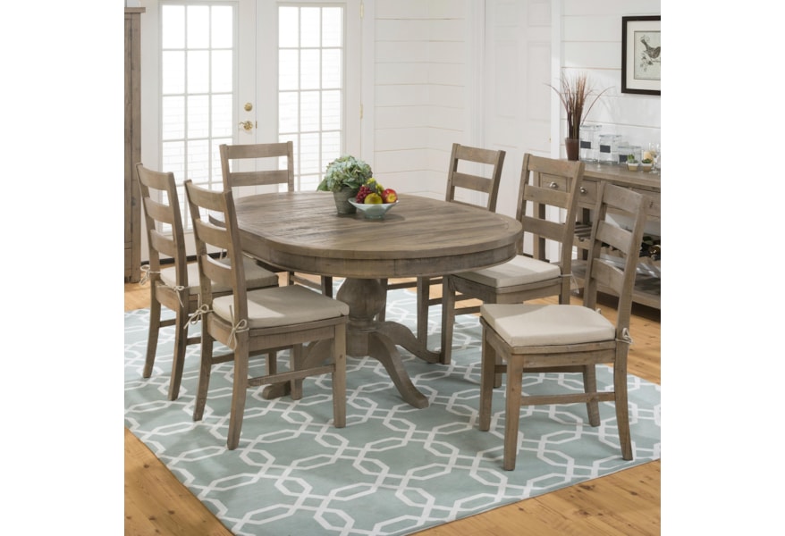 Jofran Slater Mill Pine Reclaimed Pine Round To Oval Dining Table
