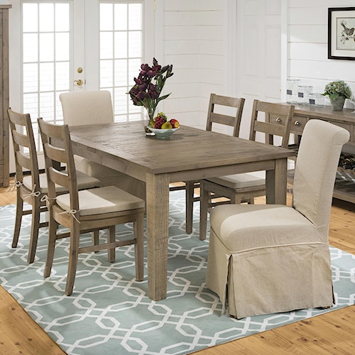 Jofran Slater Mill Pine Rectangular Table Ladderback Chair And Jofran Slater Mill Pine Rectangular Table Ladderback Chair And Slipcover Skirted Parson Set