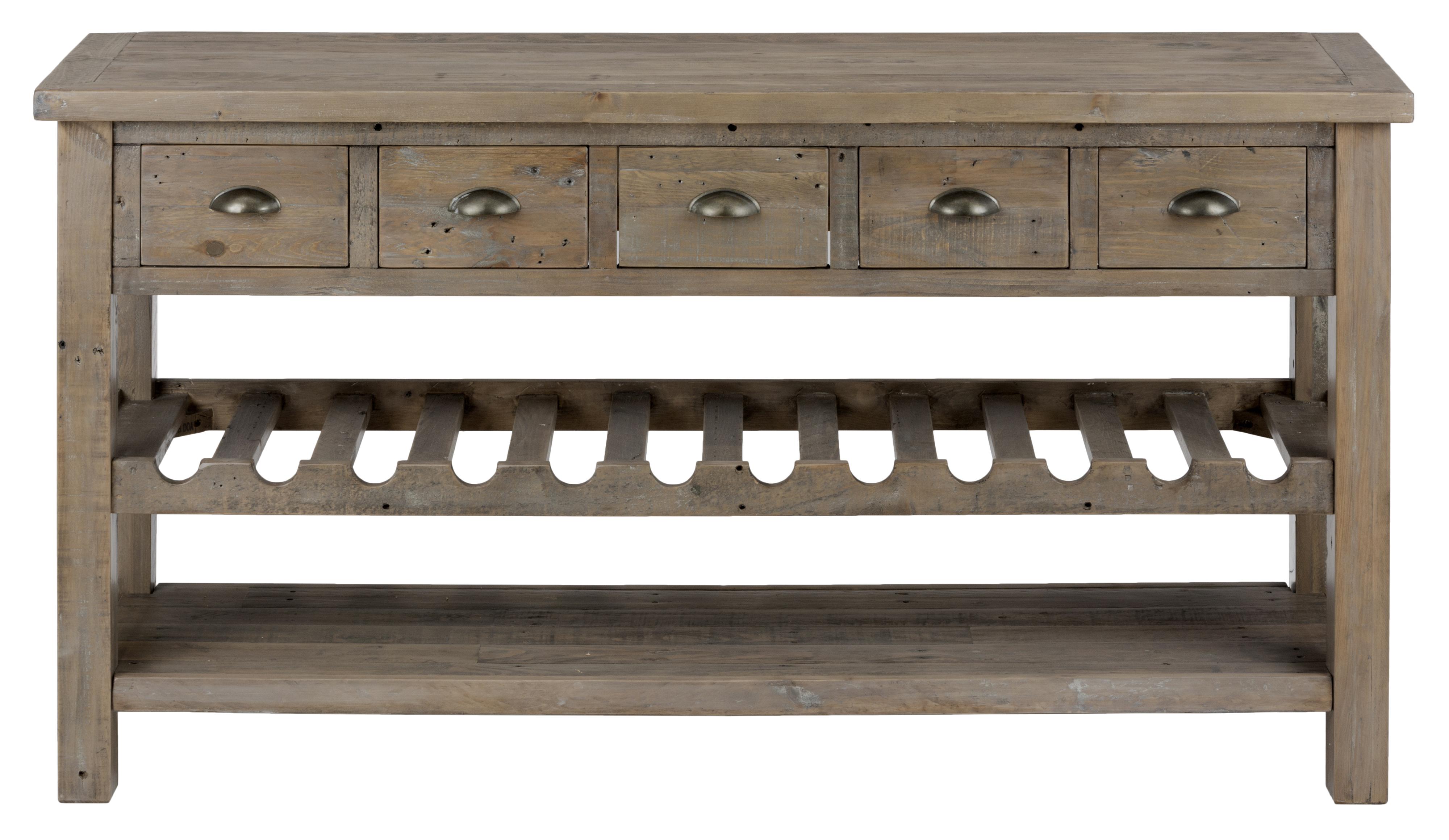 Jofran Slater Mill Pine Wine Rack And Server With Drawers And