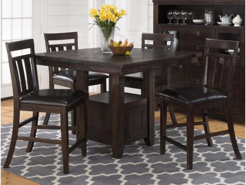 Mariposa Grove Pub Table With Storage Base And Chairs Set Rotmans Jofran Mariposa Grovepub Table With Storage Base And Chairs Set