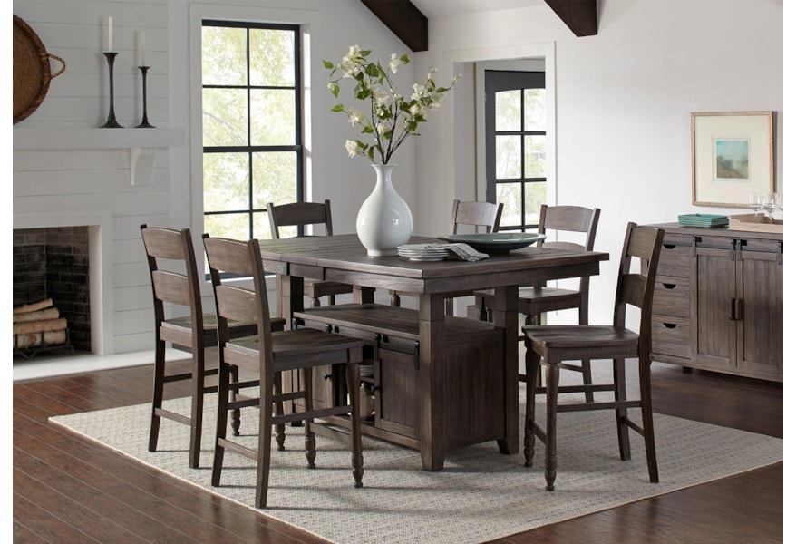 Jofran Myersville Barnwood 7pc Adjule Height Dining Table Jofran Myersville Barnwood 7pc