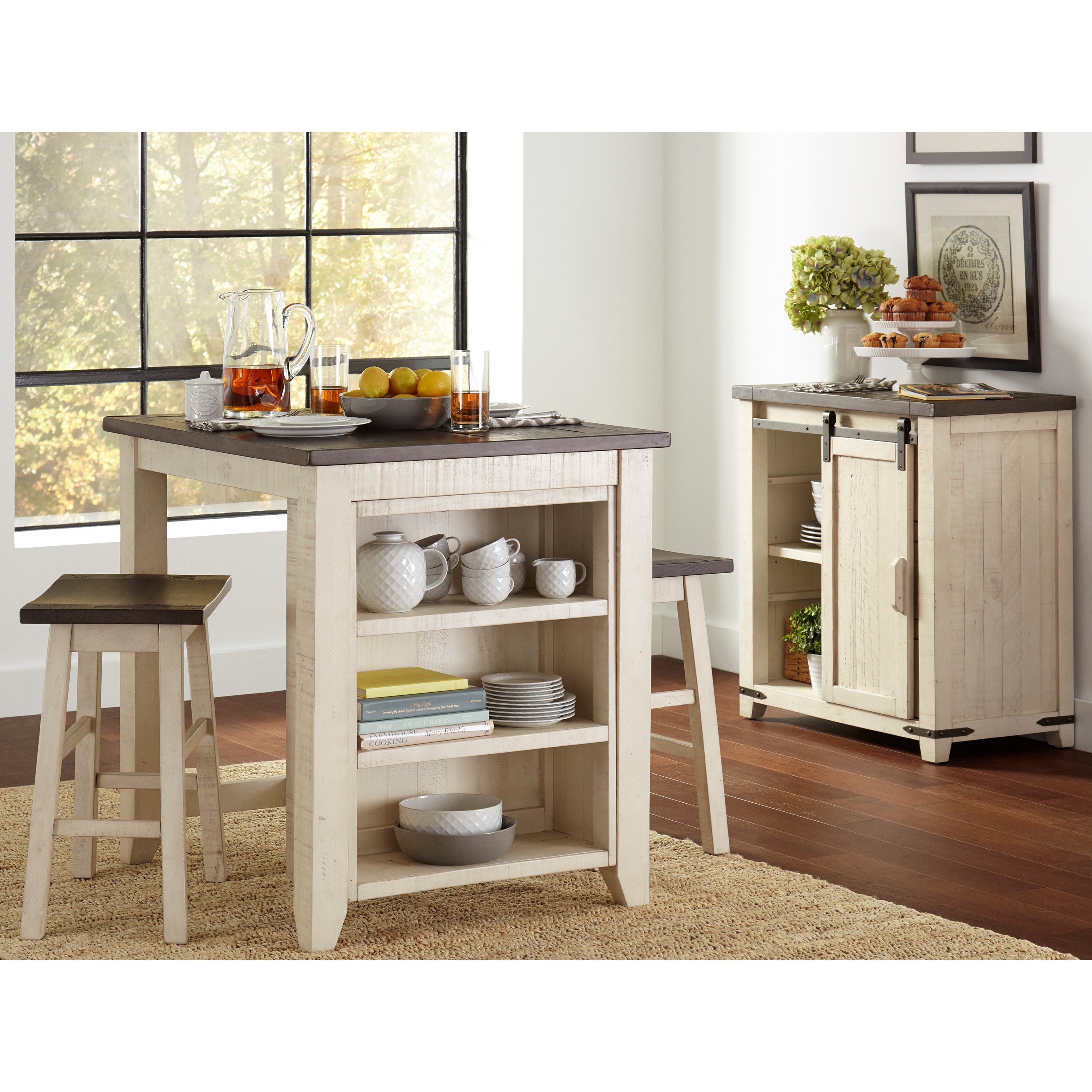 3 piece counter height dining set with storage