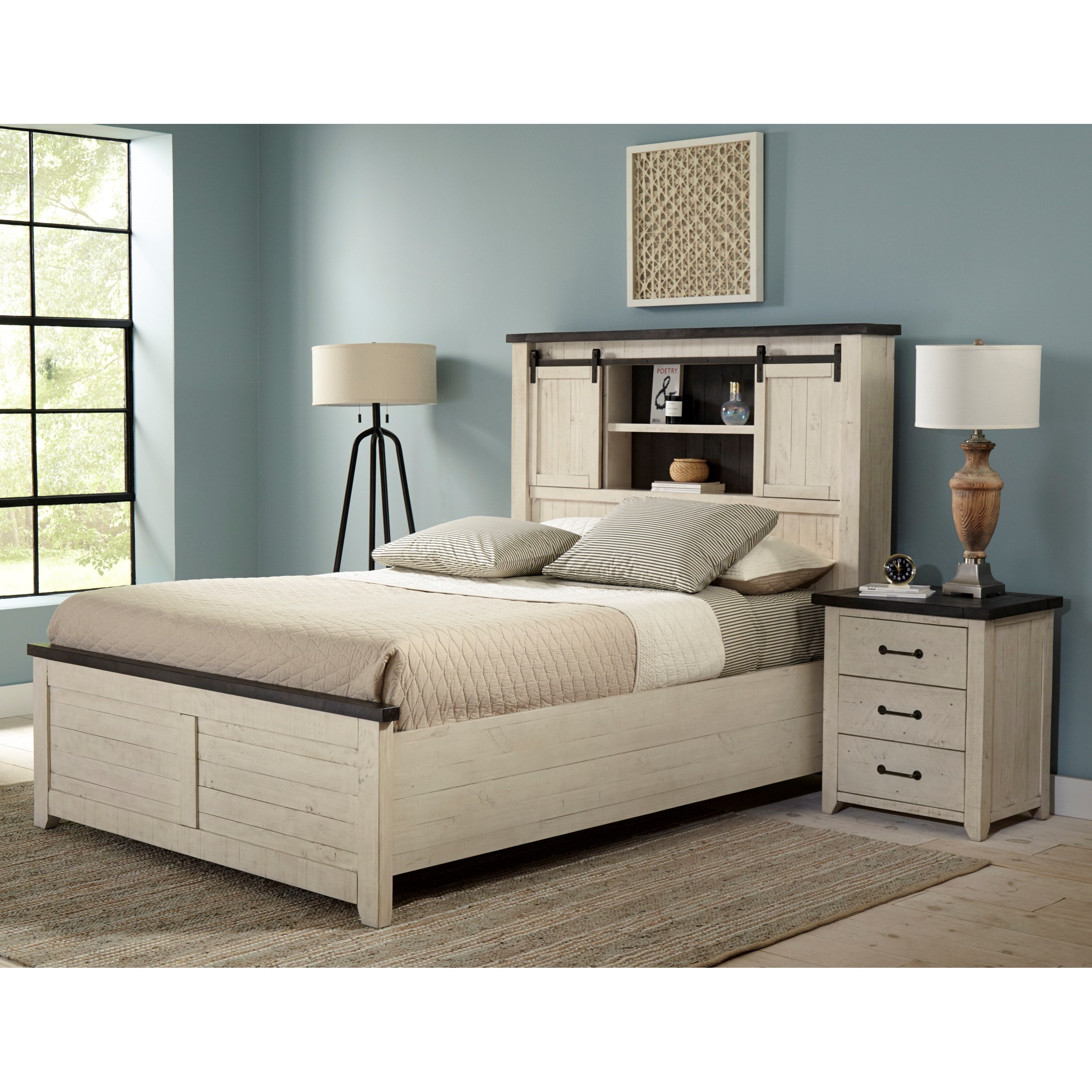 Canton White Queen Barn Door Bed Walker S Furniture Panel Beds