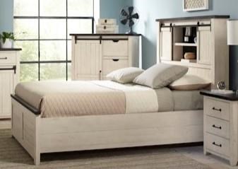 Canton White Queen Barn Door Bed Walkers Furniture Panel Beds