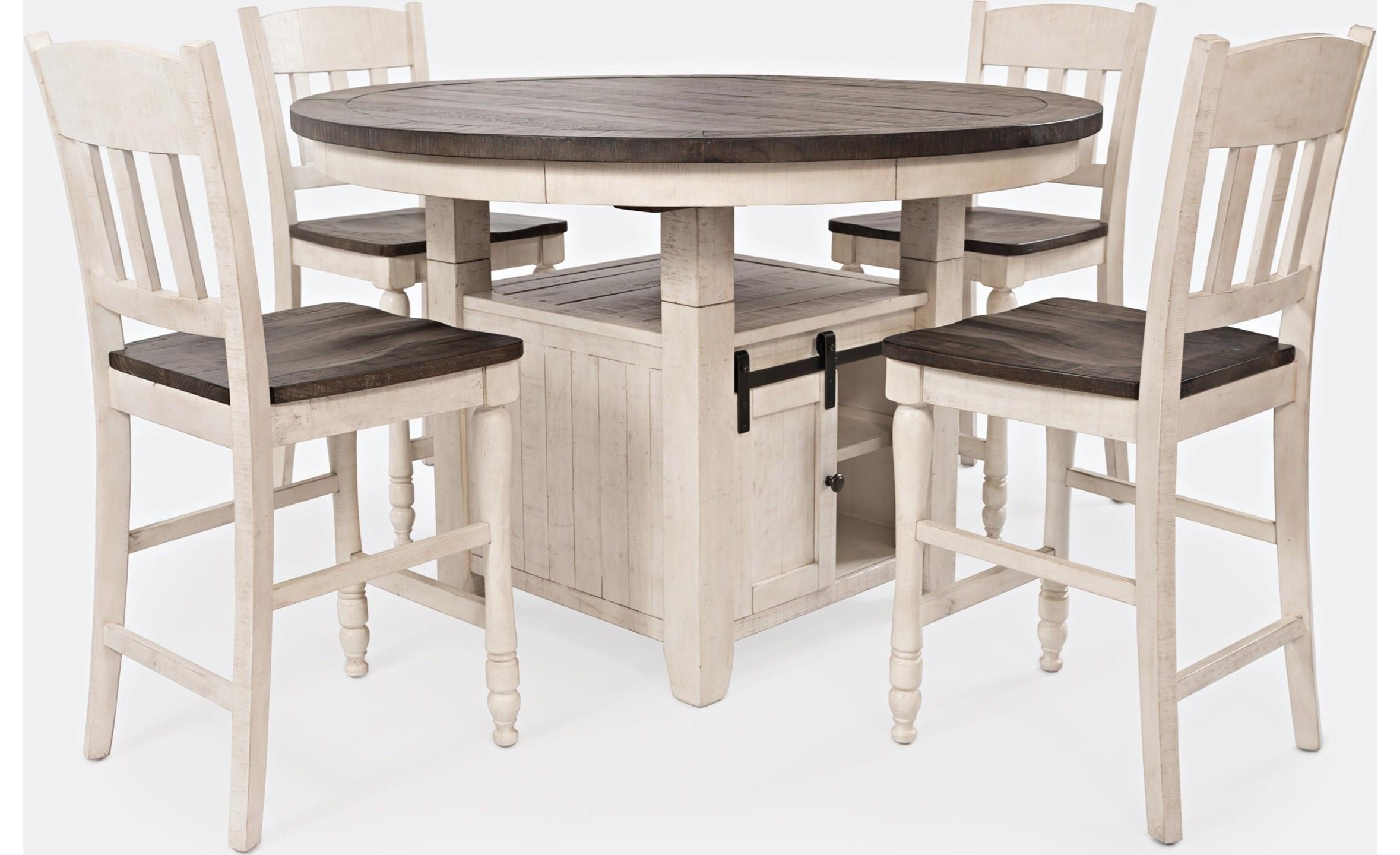 Madison County Counter Height Storage Table 4 Stools Bennett S Furniture And Mattresses Dining 5 Piece Sets