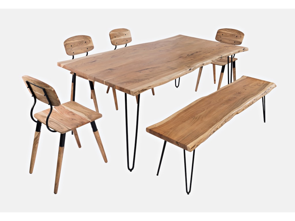 Jofran Nature S Edge 79 Dining Table With 4 Chairs And Bench