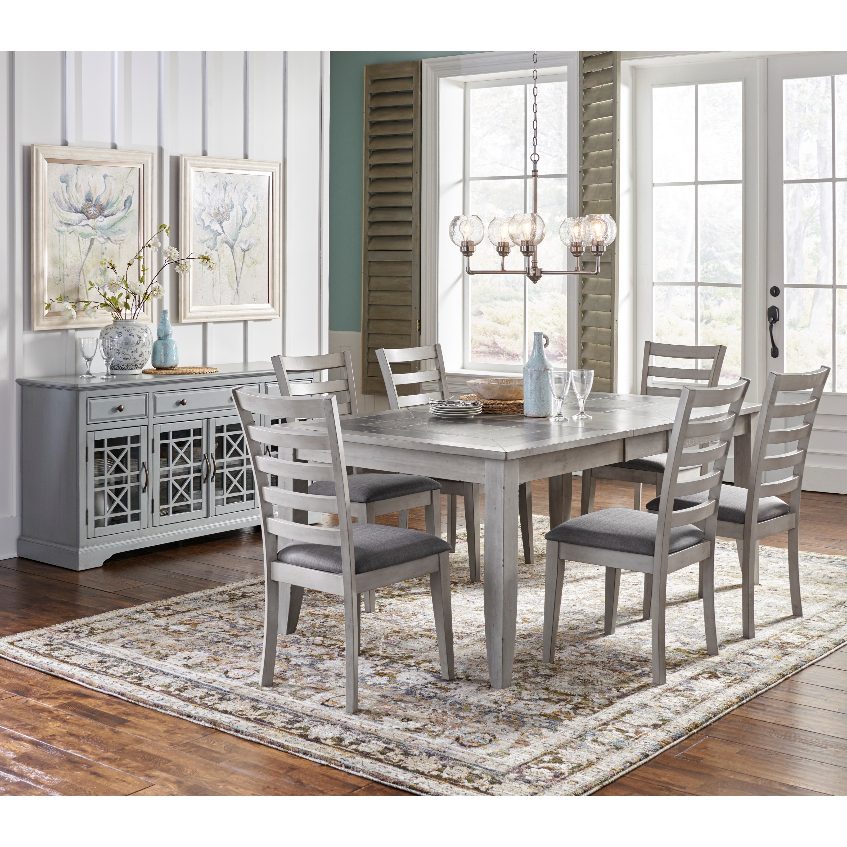 Jofran Bay Lake Tiled Extension Dining Table And Chair Set