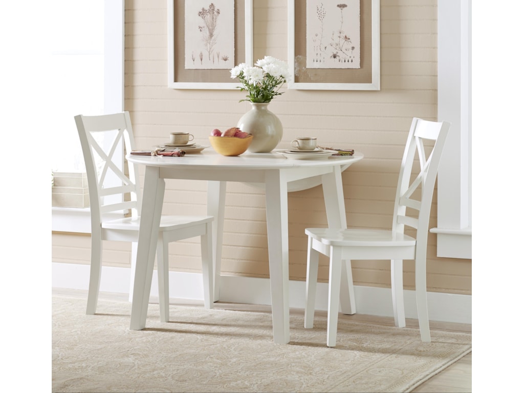 Jofran 3x3x3 White Round Table And 2 Chair Set With X Back Jofran 3x3x3 White Round Table And 2 Chair Set With X Back