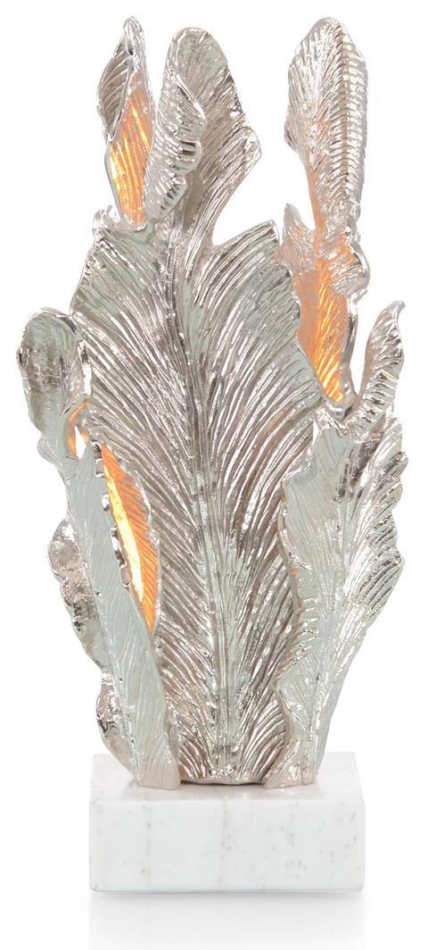 Jeffrey-Thomas Accessories & Botanicals Handcrafted Leaves Accent Lamp in Silver