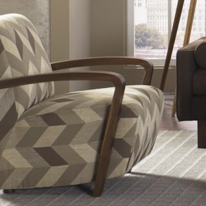 Bennett Contemporary Angled Seat Accent Chair With Exposed Wood Arms Williams Kay Upholstered Chairs