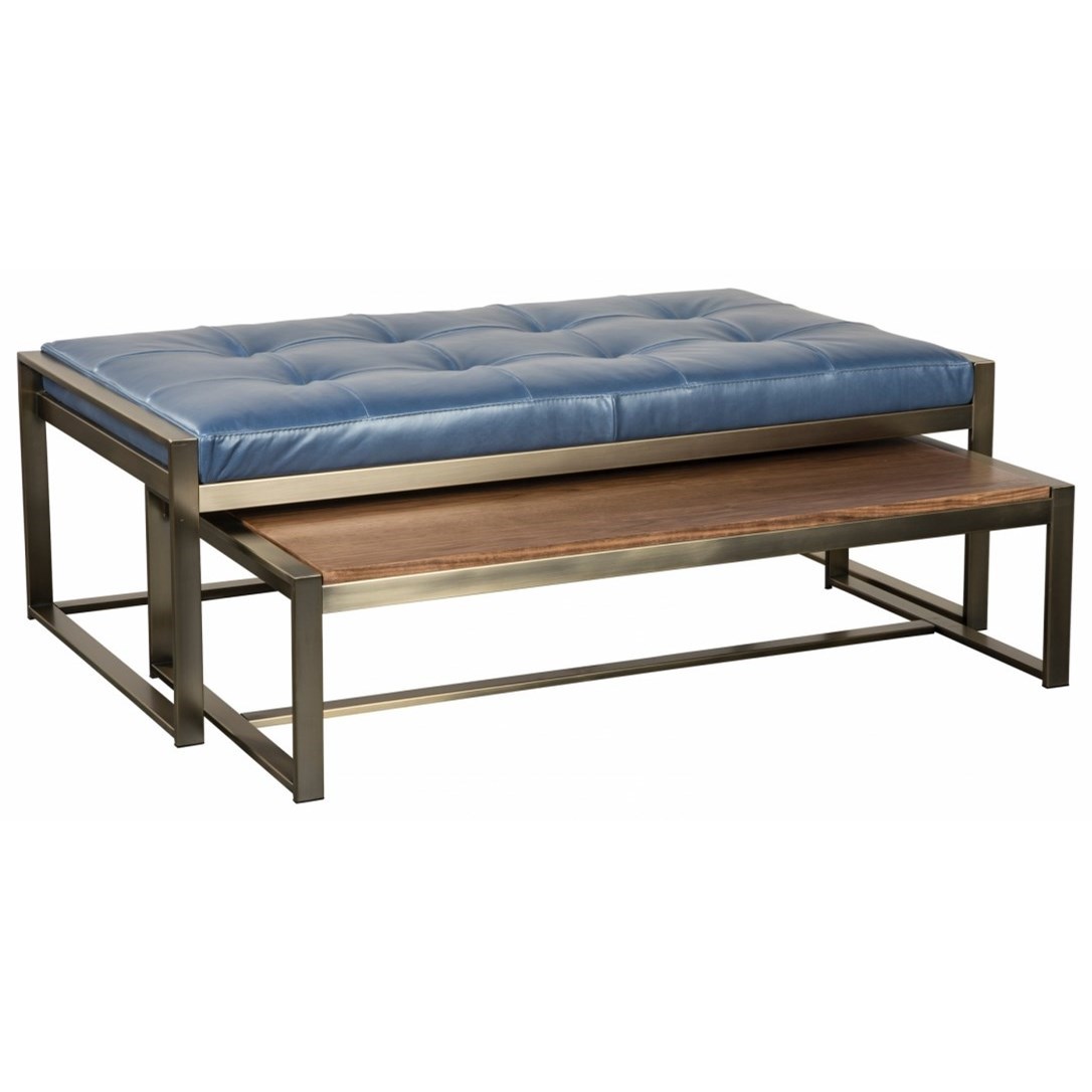 Jonathan Louis Rockford Contemporary Metal Nesting Ottoman Set With Walnut Veneer Table Fashion Furniture Ottomans Wood coffee table with two ottomans|coffee table with two ottomans. contemporary metal nesting ottoman set