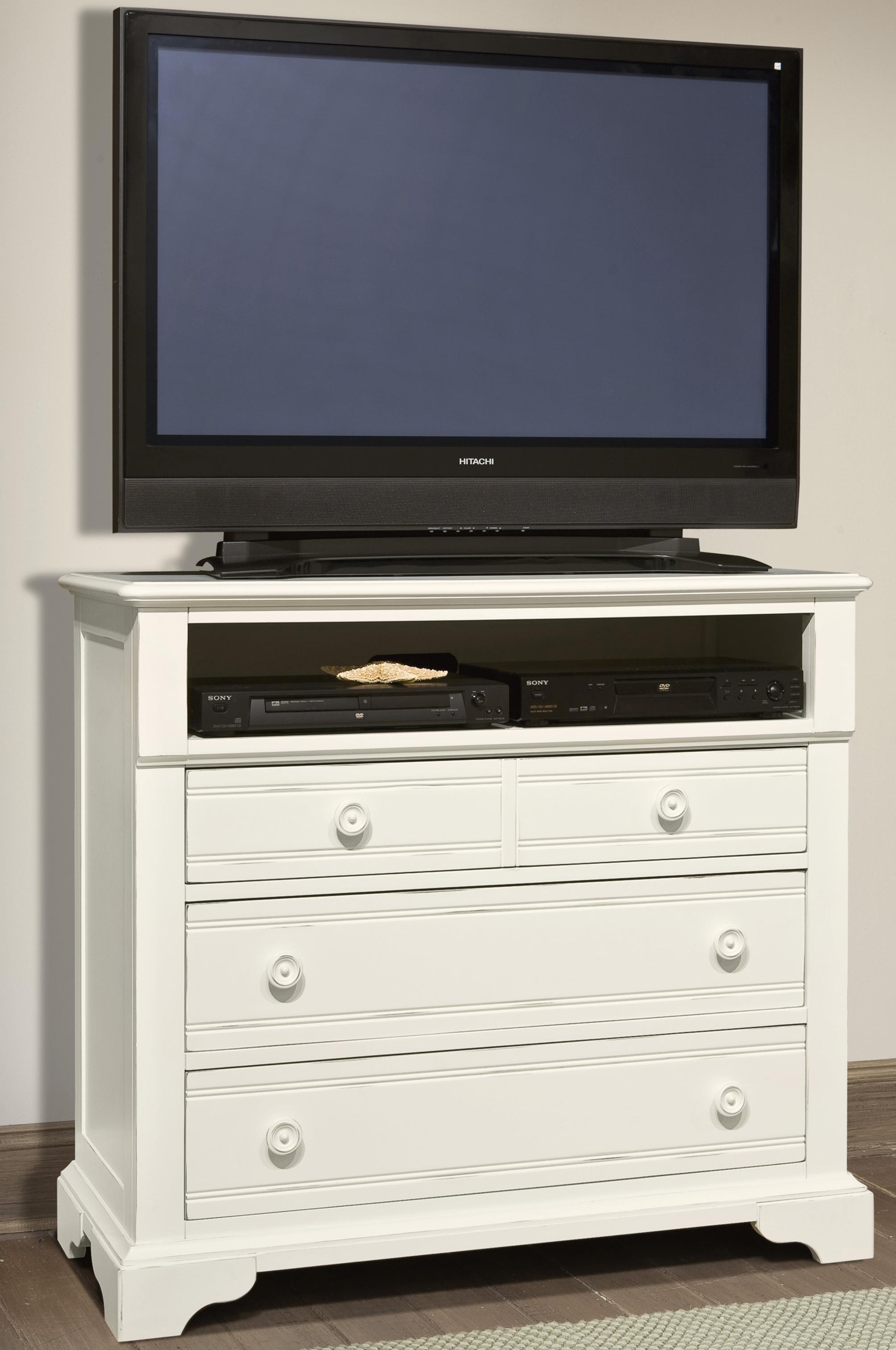 Vaughan Furniture Cottage Grove Media Chest With 3 Drawers And 2 Shelves In Creamy White Finish Find Your Furniture Chest Media Chest