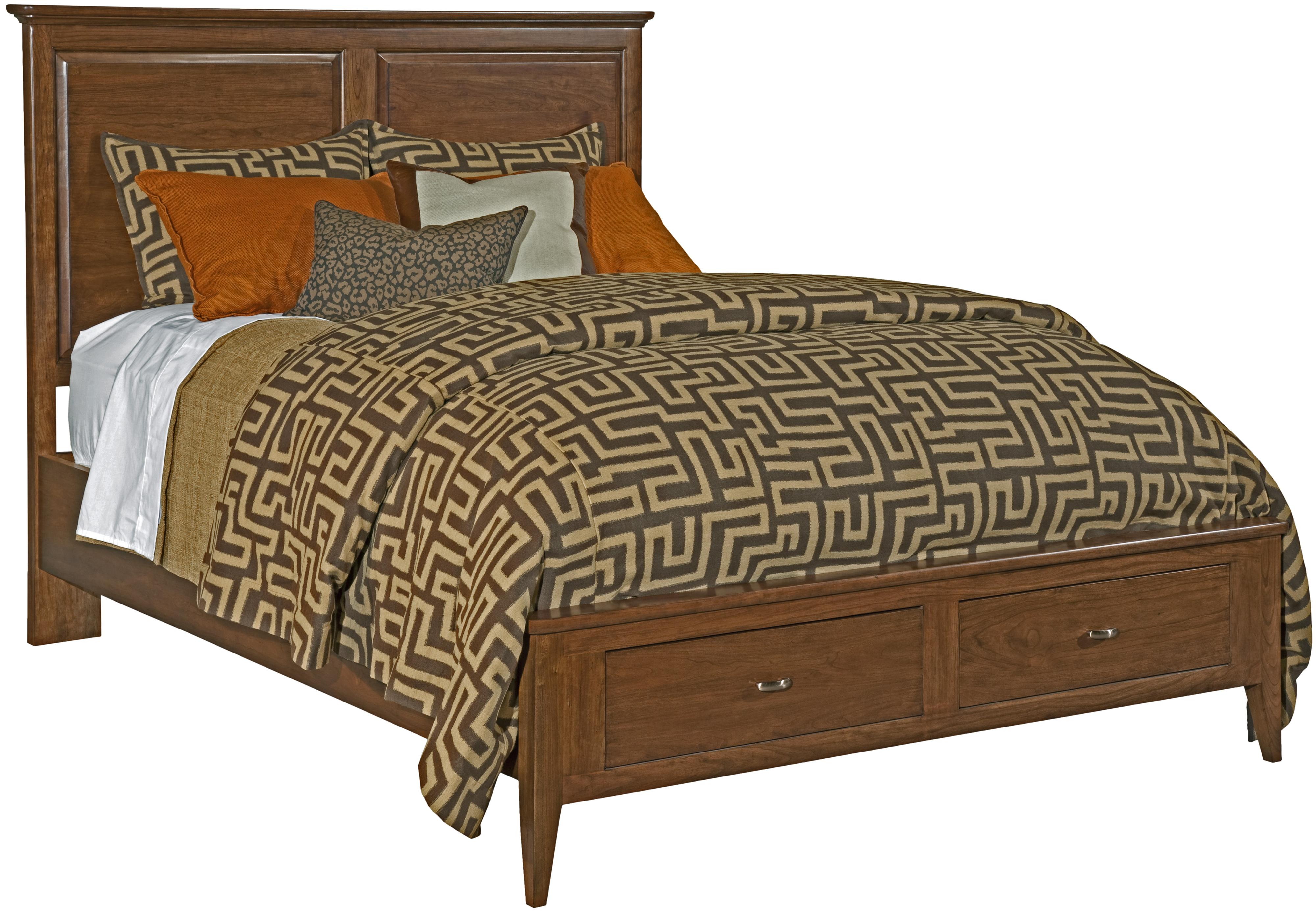 Kincaid Furniture Cherry Park King Size Bed With Panel Headboard Two Drawer Storage Footboard Hudson S Furniture Panel Beds