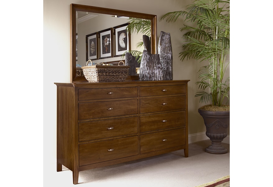 Cherry Park Eight Drawer Double Dresser Landscape Mirror Combo Stoney Creek Furniture Dresser Mirror Sets