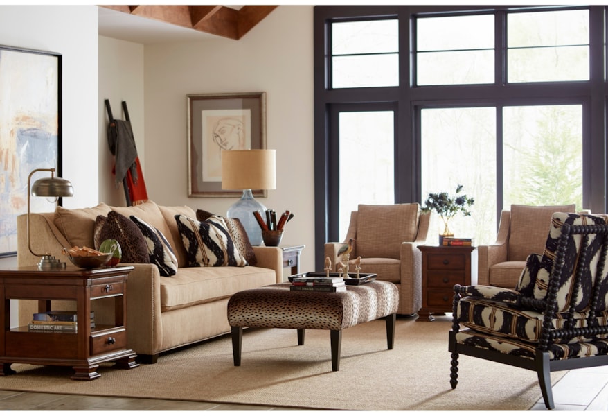 Kincaid Furniture Custom Ottoman Program Large Cocktail Ottoman W Tapered Legs Belfort Furniture Ottomans