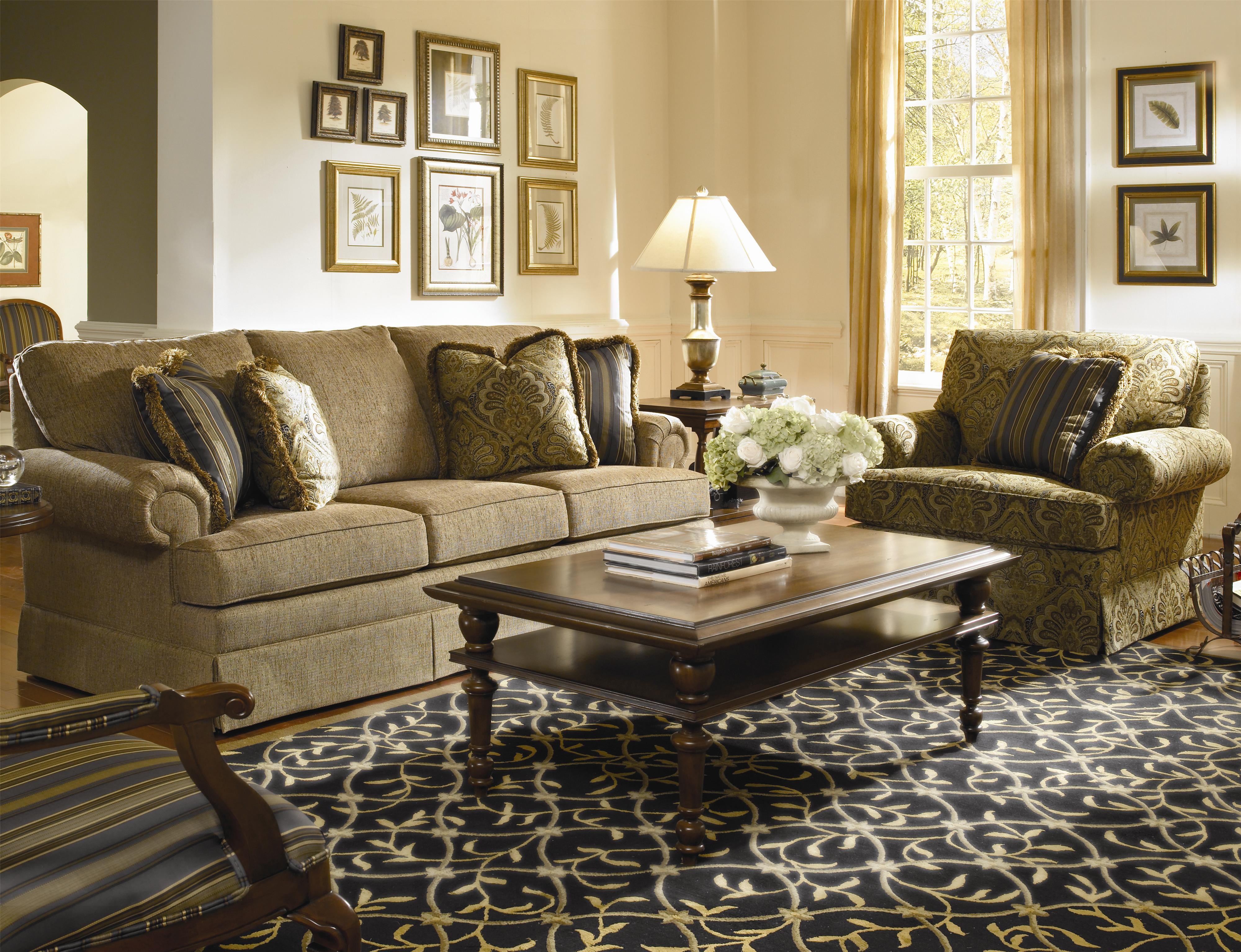 Kincaid Furniture Custom Select Upholstery 965 84 Custom Upholstered Arm Chair With Skirted Base Becker Furniture Upholstered Chairs