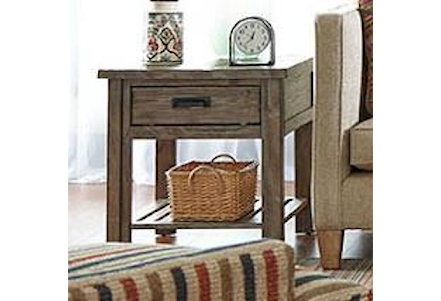 Kincaid Furniture Foundry Rustic Weathered Gray End Table With