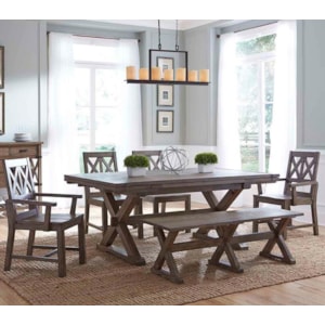 Kincaid Furniture Foundry Six Piece Rustic Dining Set With Bench