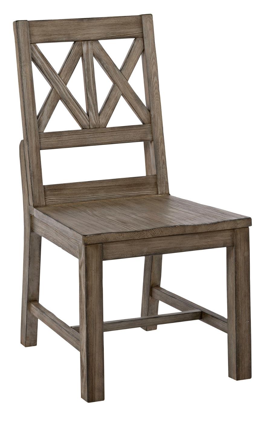Kincaid Furniture Foundry 59 061 Rustic Solid Wood Side Chair With Weathered Gray Finish And X Lattice Back Northeast Factory Direct Dining Side Chairs