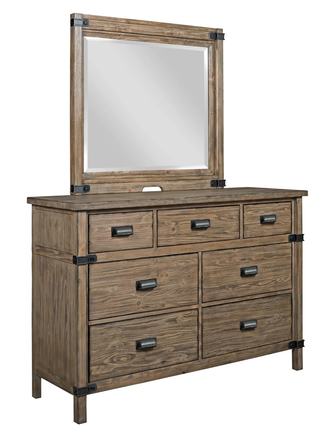 Kincaid Furniture Foundry 59 161 118 Rustic Weathered Gray Bureau And Mirror Set Hudson S Furniture Dresser Mirror Sets