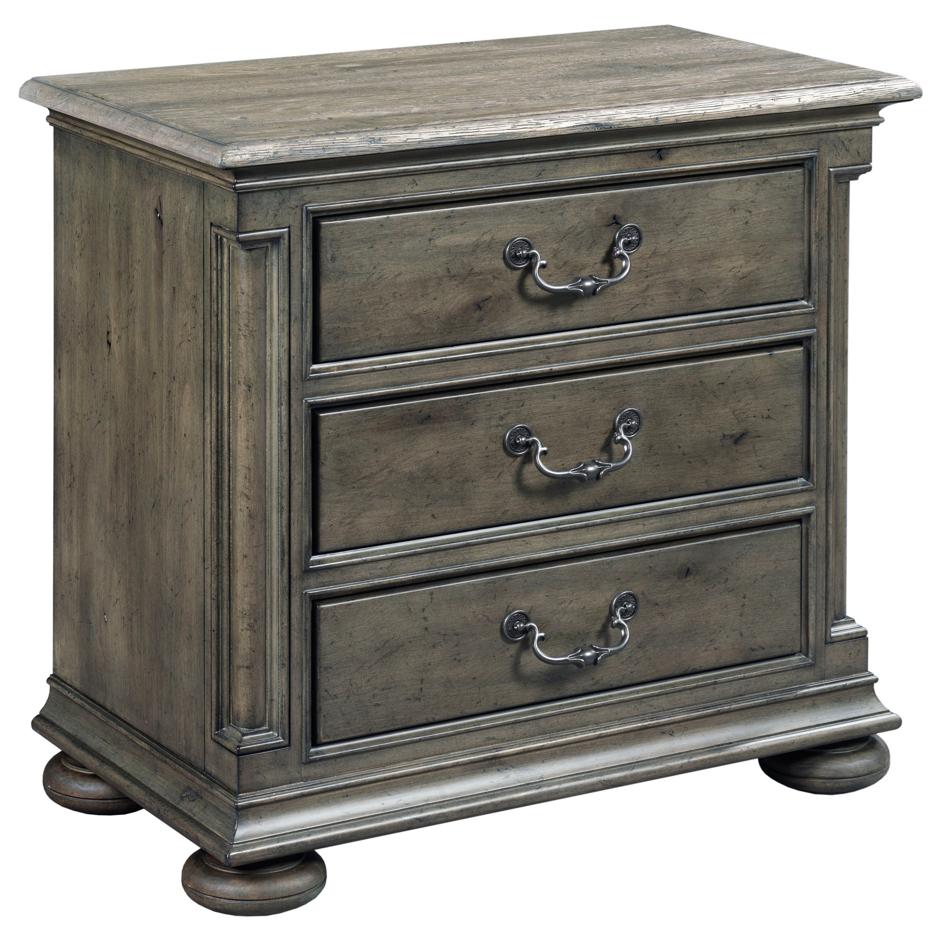 Kincaid Furniture Greyson Aldine Three Drawer Nightstand With Nightlight And Built In Charging Strip Howell Furniture Nightstands