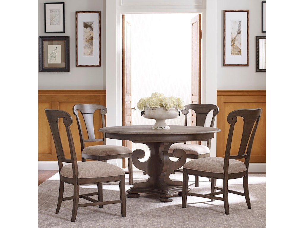 Kincaid Furniture Greyson Five Piece Dining Set With Grant Round Table And Fulton Side Chairs Wayside Furniture Dining 5 Piece Sets