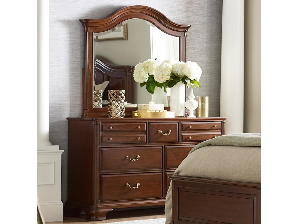 Kincaid Furniture Hadleigh Traditional Bureau And Arched Mirror Set Wayside Furniture Dresser Mirror Sets