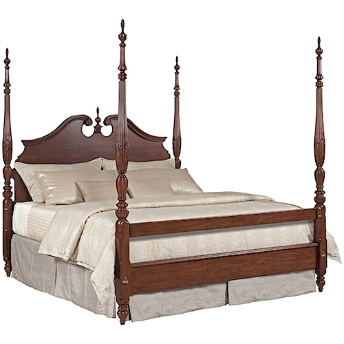 Kincaid Furniture Hadleigh Queen Rice Carved Poster Bed with