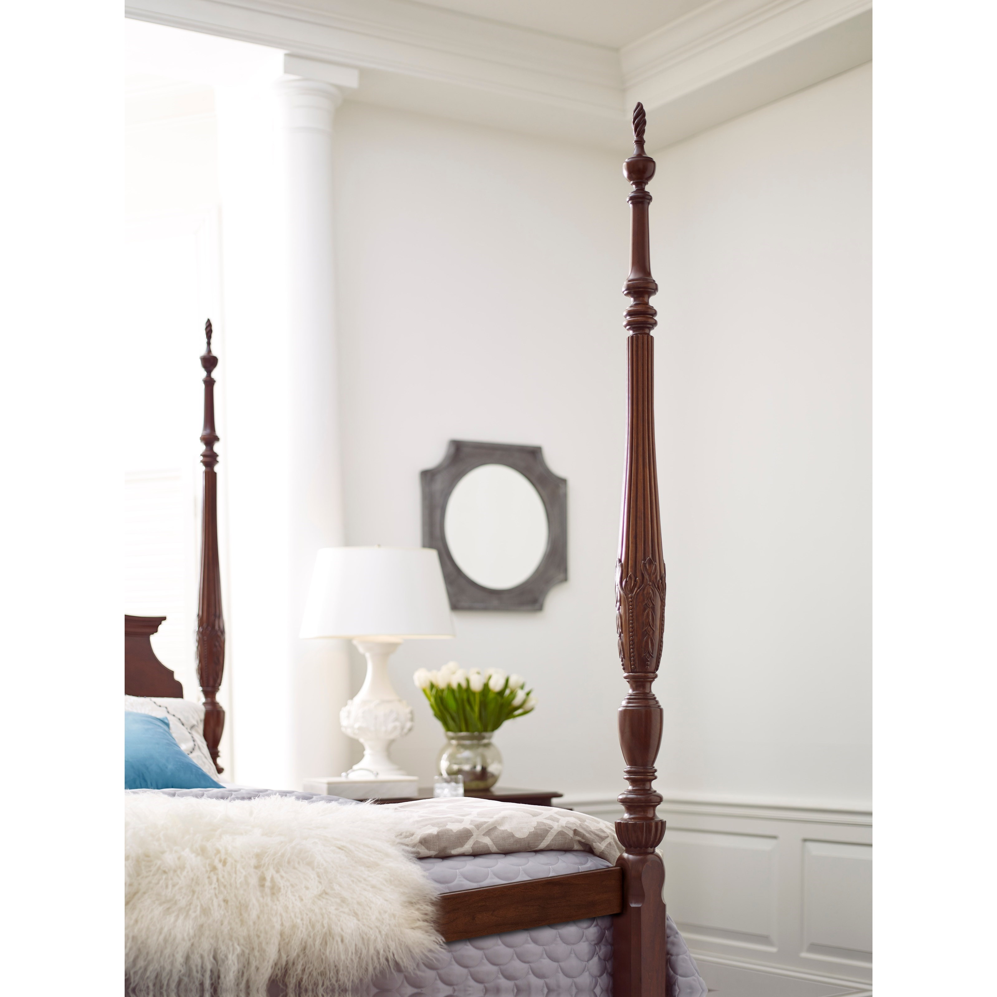 Kincaid Furniture Hadleigh 607 324p Queen Rice Carved Poster Bed With Pediment Headboard And Blanket Rail Footboard Becker Furniture Panel Beds